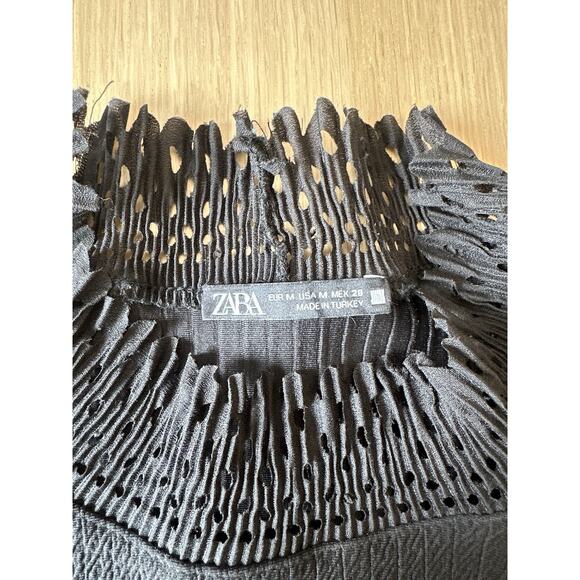 ZARA TRF Stand Laser Cut Collar Long Sleeve Shirt Sweater Size Medium 2191 - Picture 6 of 6